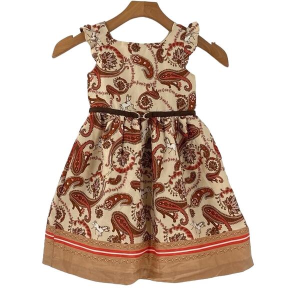 Janie and Jack Paisley Border Print Dress 3 - Picture 2 of 9